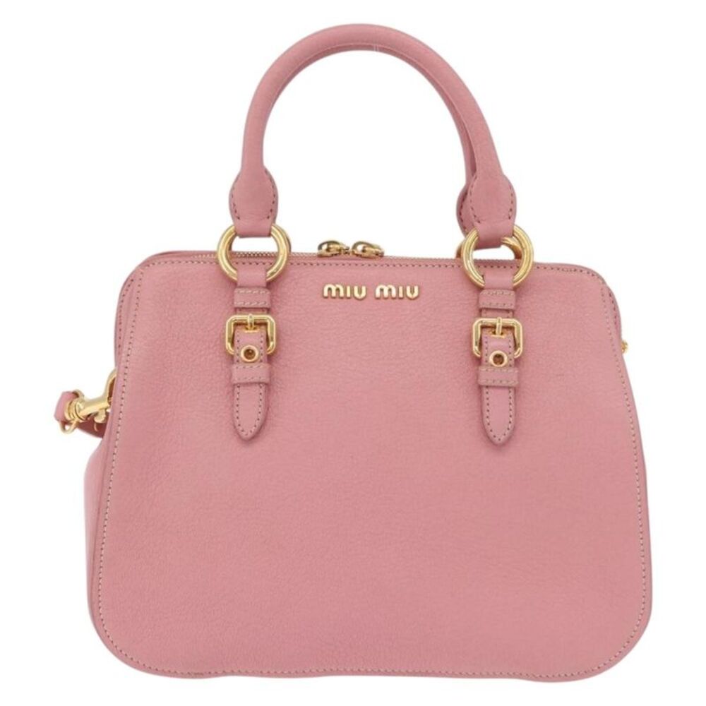 Miu Miu Madras Bowler Leather Pink Leather Handbag
